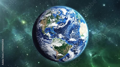 Wallpaper Mural Earth from space with galaxy background, showing planet's beauty and vastness Torontodigital.ca