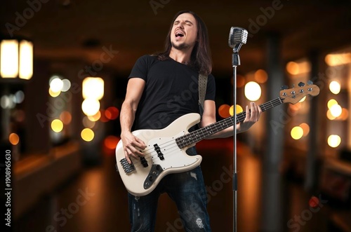 Rock Musicians Performing Alternative Music on Nightclub Stage