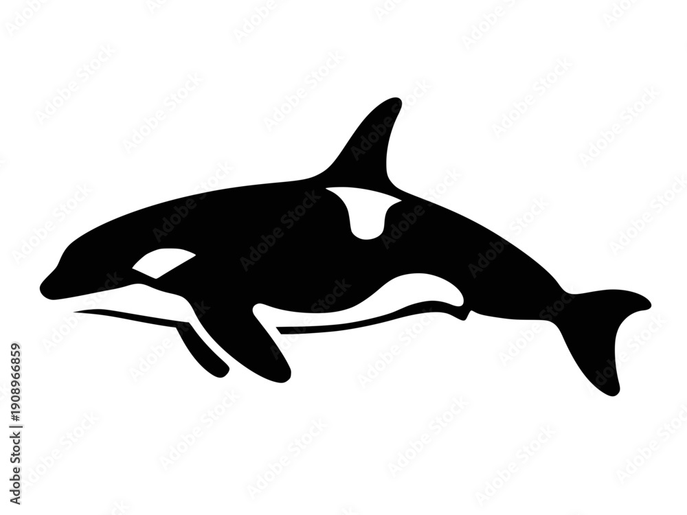 Fototapeta premium Killer whale silhouette vector icon
