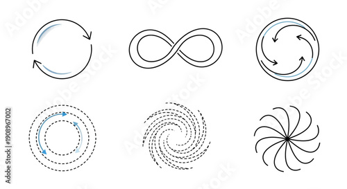 Abstract Circular Motion Designs, Infinity Symbol Set