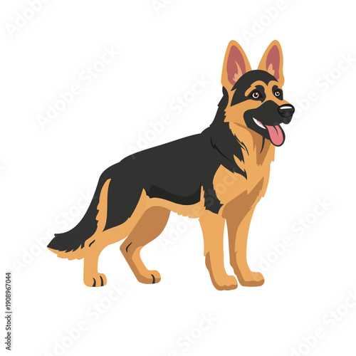 Cute German Shepherd cartoon dog vector illustration isolated on white background