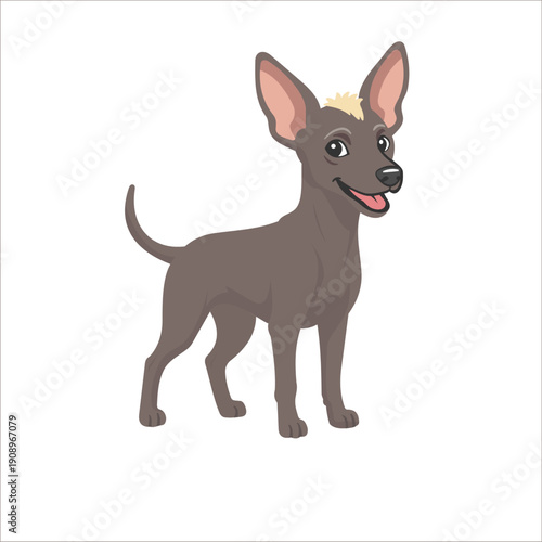 Cute Xoloitzcuintli cartoon dog vector illustration isolated on white background