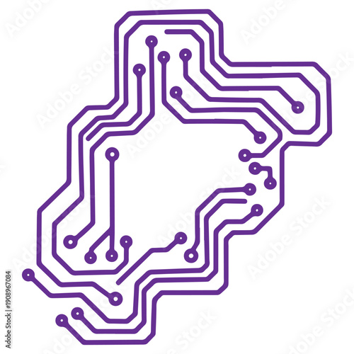 Abstract Circuit Board Design Technology Concept with Purple Lines and Dots