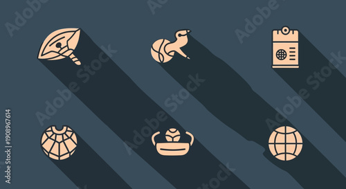 Ancient Egypt Icons Set in Beige Color