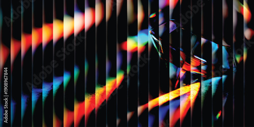 colorful gradient with vertical white highlights on a dark background. Clean, minimal, and energetic with a modern edge	
