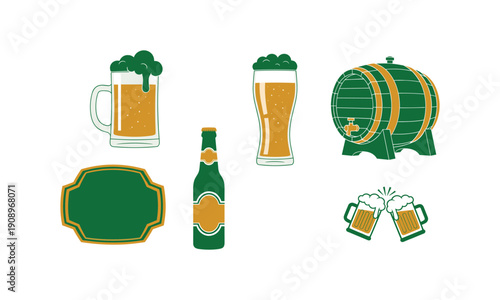 Saint Patricks Day beer mugs barrel bottle sign celtic ale drink celebration