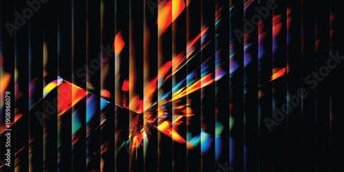 colorful gradient with vertical white highlights on a dark background. Clean, minimal, and energetic with a modern edge	
