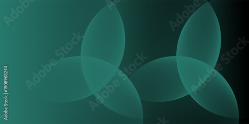 The image features a rectangular digital graphic with a dark, teal-to-black gradient background. It showcases two abstract.