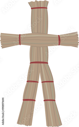 正面を向いた藁人形のイラスト