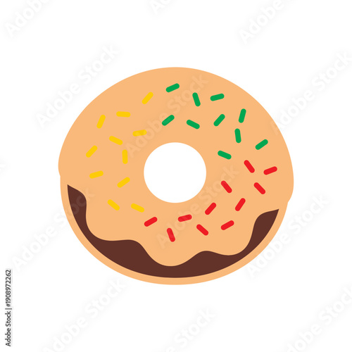 Donut with Icing and Sprinkles on Top.