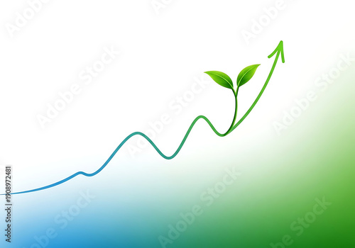 Abstract Data Visualization of Financial Growth. Digital Line Graph Transforms into a Plant Sprout, Representing Data-Driven Wealth Management Strategy