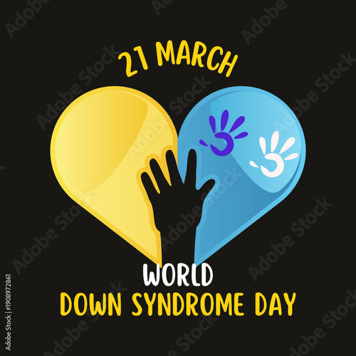 World Down Syndrome day is observed every year on March 21, it is a condition in which a person has an extra chromosome, they are small packages of genes in the body. vector illustration



