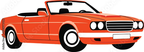 Vibrant orange vintage convertible car illustration isolated on a clean white background Vector