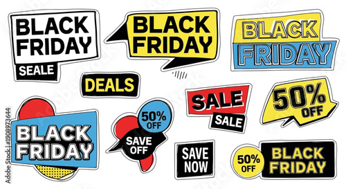 Black Friday Sale Stickers and Labels Set