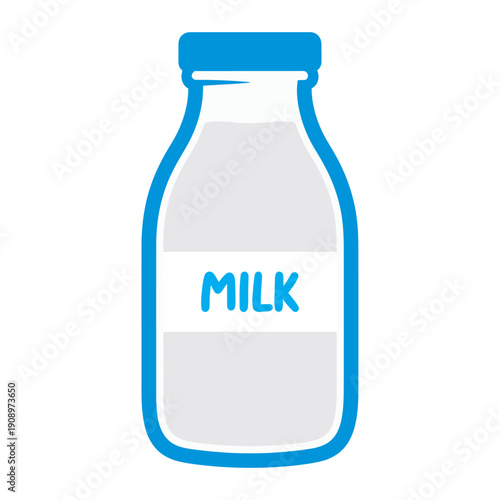 Glass Bottle of Milk Illustration.