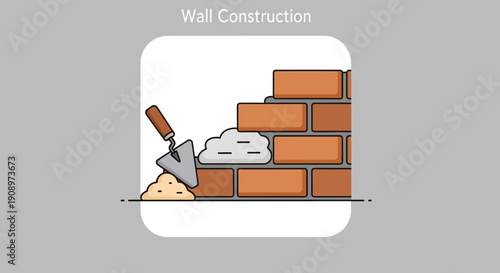 Bricklaying wall construction vector illustration