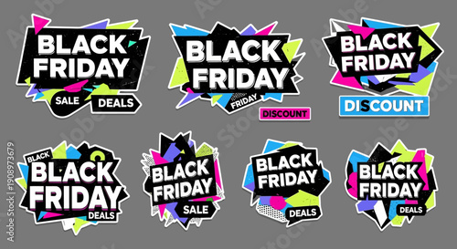 Black Friday Sale Stickers, Modern Promo Badges