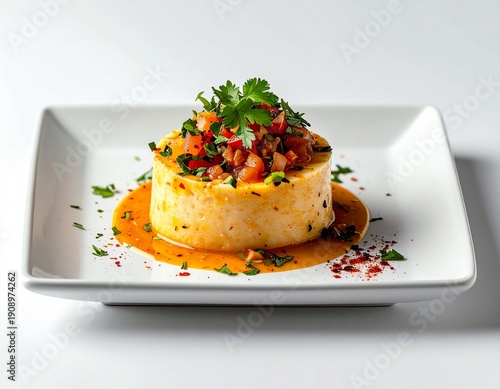 Polenta Cake with Salsa and Herbs
