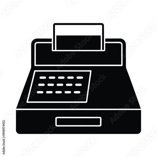 Cash Register Silhouette Icon Vector Illustration