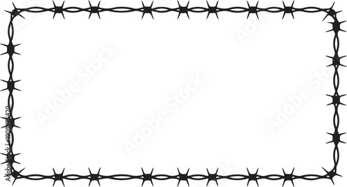 barbed wire frame border vector rectangular security fence design