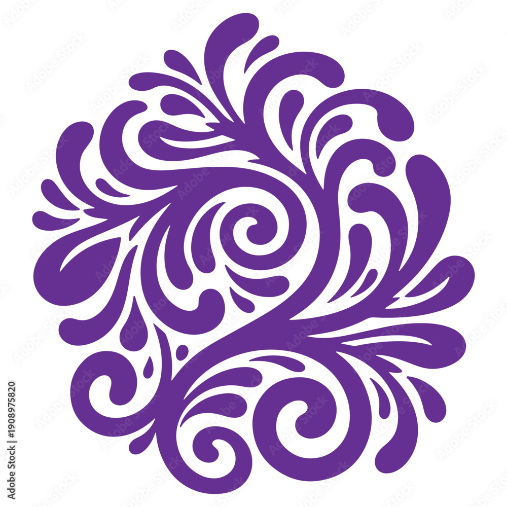 Fototapeta premium Purple Abstract Swirl Design Element Decorative Vector Illustration
