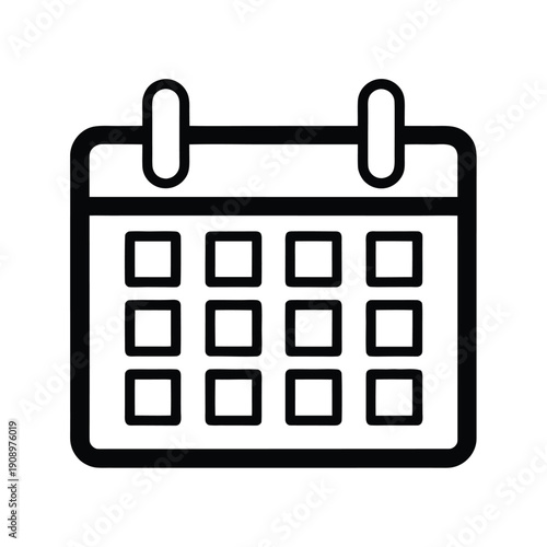 Date Picker Calendar Web Line Art Icon Vector Illustration