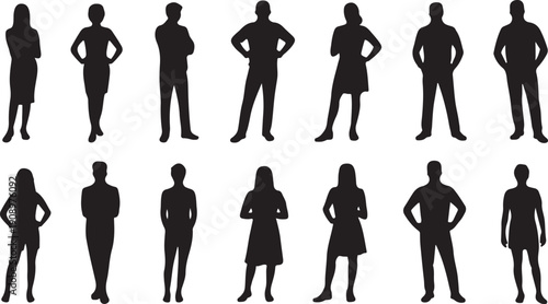 silhouette human figures set vector
