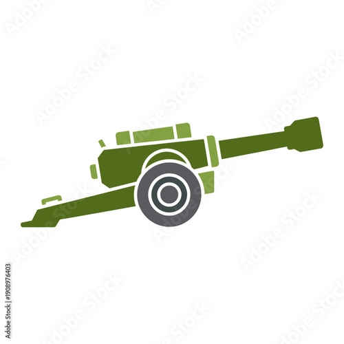 Green Cartoon Cannon Gun Weapon Illustration.