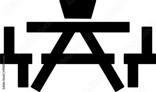 Wooden Outdoor Picnic Table Silhouette