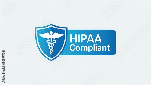 Hipaa compliant logo featuring a shield with a caduceus symbol and text