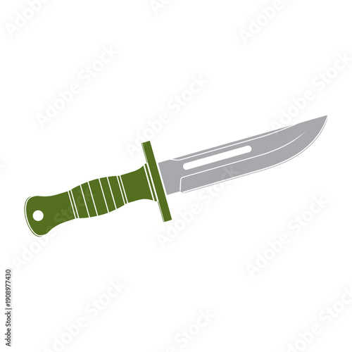 Green Handled Knife with Silver Blade.