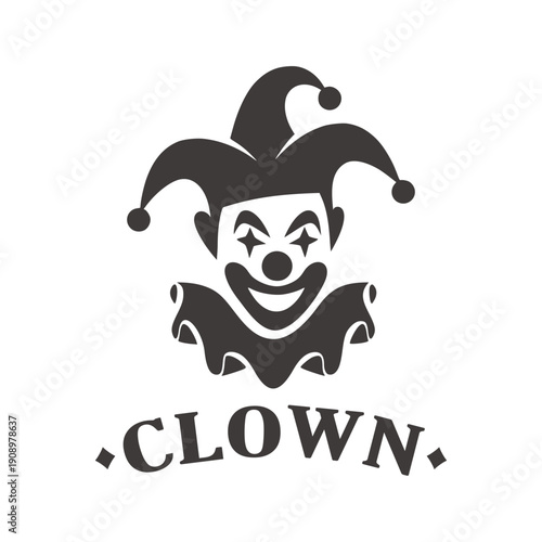 Jester Clown Logo Design with Traditional Hat and Smiling Face Vector Illustration for Entertainment Brand