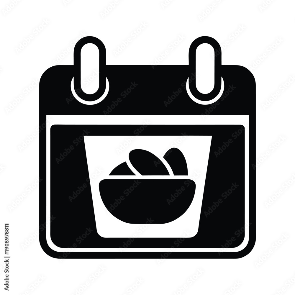 Fototapeta premium Food Calendar Silhouette Icon Vector Illustration