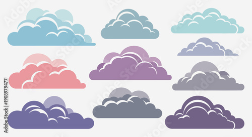 Colorful Cloud Set: Weather, Sky, and Design Elements