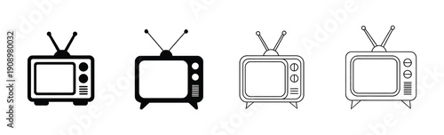 Tv icon set. television icon vector.  Tv icon vector illustration. television sign and symbol. Retro televisions in various styles . 
