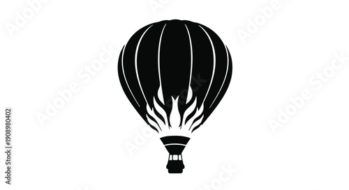 Stylized hot air balloon silhouette with flame-like pattern