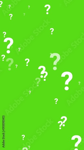 Falling Question Marks Doubt Animation Green Screen 4K