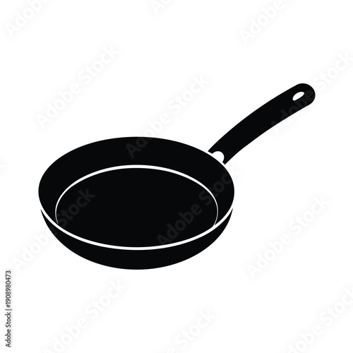 Frying Pan Cooking Silhouette Icon Vector Illustration