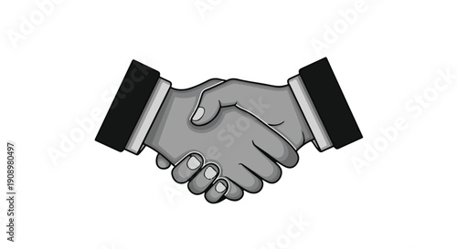 Two hands in a firm handshake, symbolizing agreement and partnership in business.
