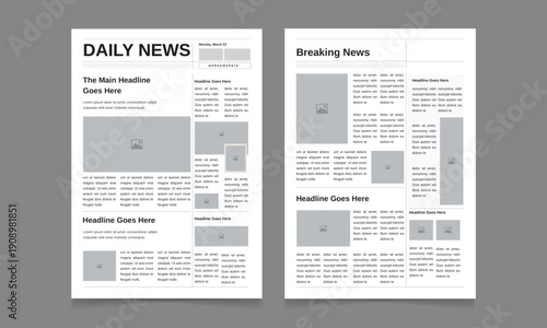 Newspaper design template two page professional newspaper design layout