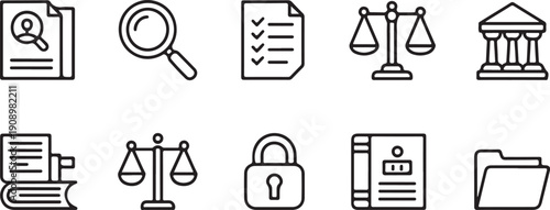Legal Due Diligence Process Icons Vector