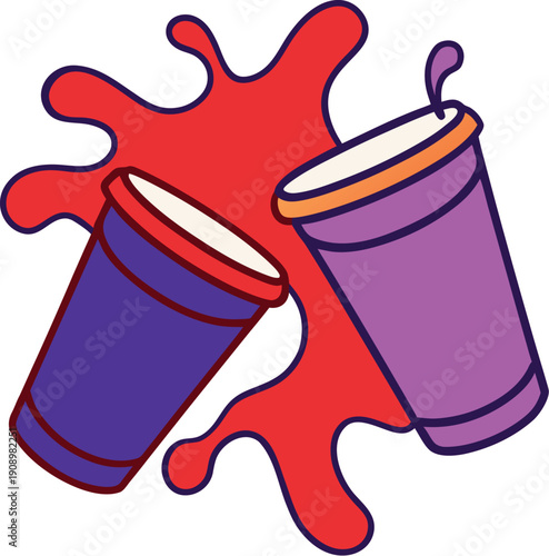 Milk tea bubble drink vector juice cup cartoon illustration. Ice boba sugar milkshake dessert clipart for taiwanese asian menu. Delicious fruit sweet bubbletea with straw. Cream tapioca in plastic set