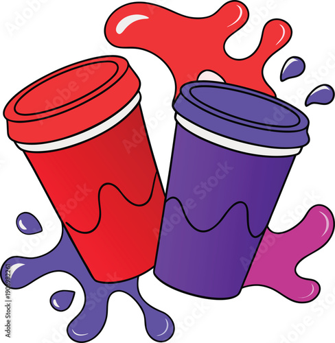 Milk tea bubble drink vector juice cup cartoon illustration. Ice boba sugar milkshake dessert clipart for taiwanese asian menu. Delicious fruit sweet bubbletea with straw. Cream tapioca in plastic set