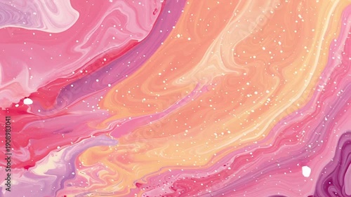 Vibrant pink abstract fluid art with dynamic swirls and splatters