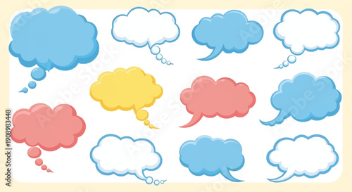 Colorful Speech Bubbles Set for Communication and Design