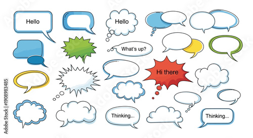 Colorful Speech Bubbles Set for Communication Design