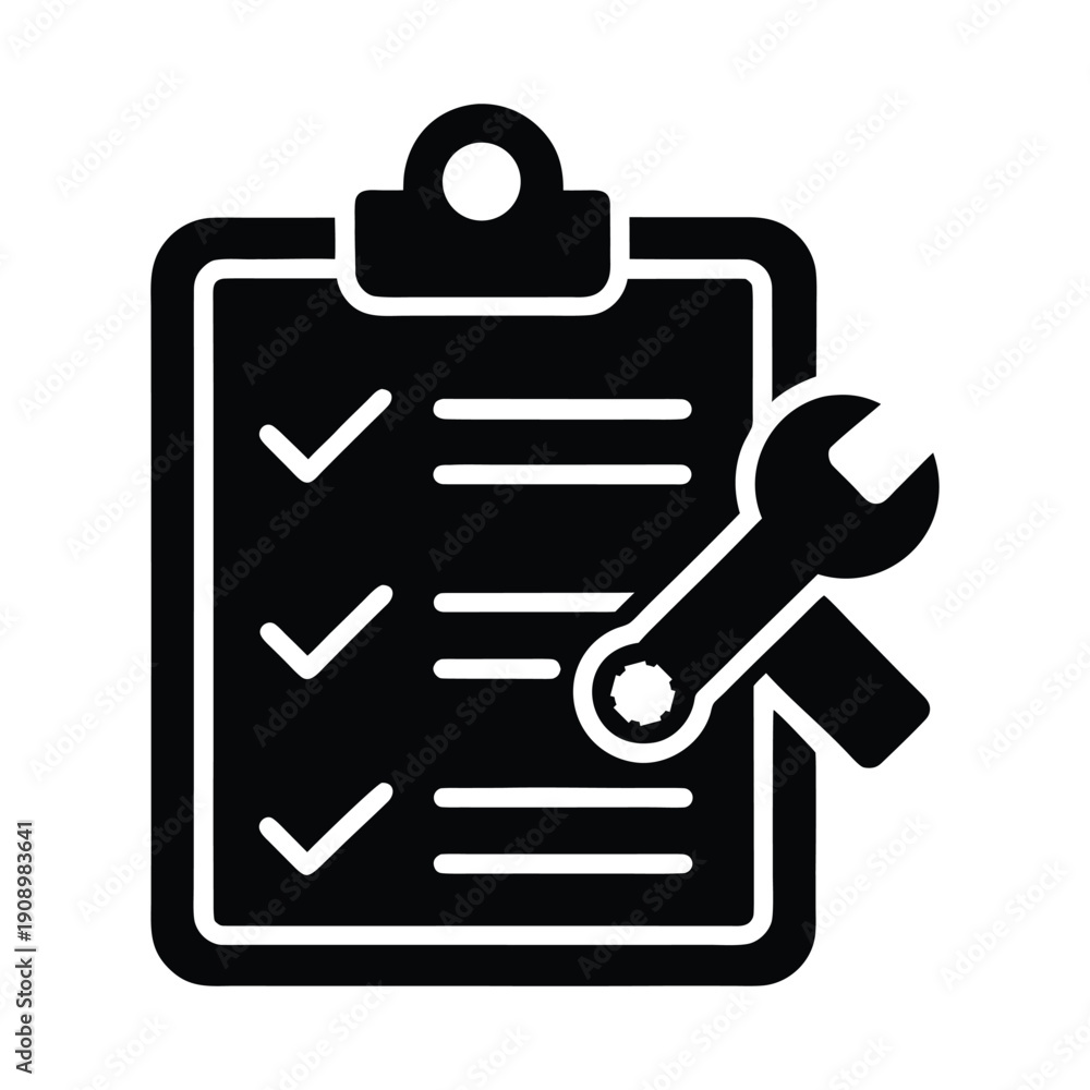 Obraz premium Maintenance Checklist Silhouette Icon Vector Illustration