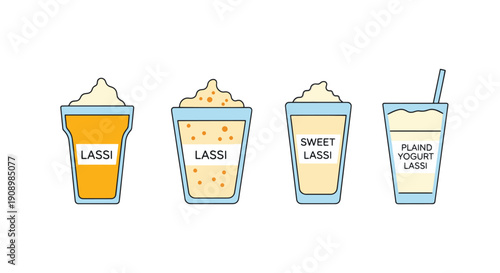 Lassi Line art vector set