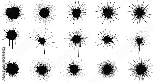 Liquid Splash and Ink Blot Icon Set: Abstract Droplets and Splatters for Design Elements