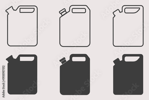 Fuel canister silhouette, Gas canister, jerrycan design collection vector illustration. Eps 10